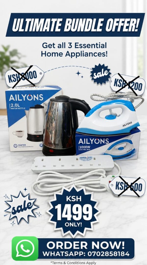 Comrades Package: Electric kettle + Iron box + 4-way Extension